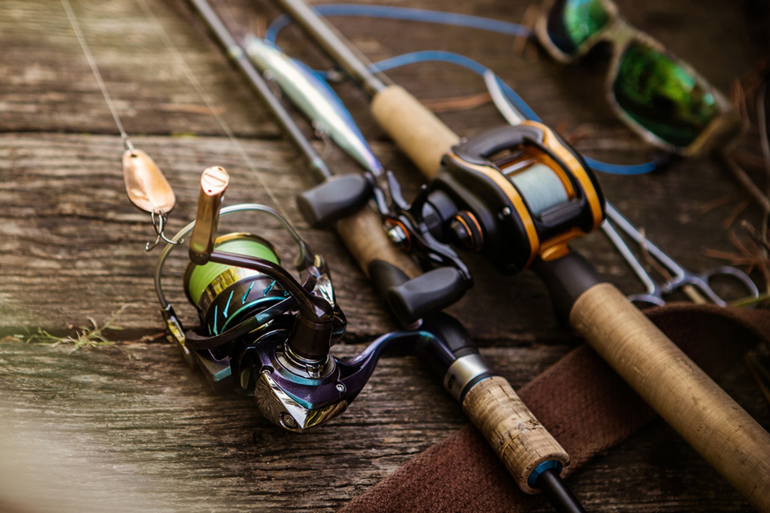Fishing tackle background. Fishing design elements.